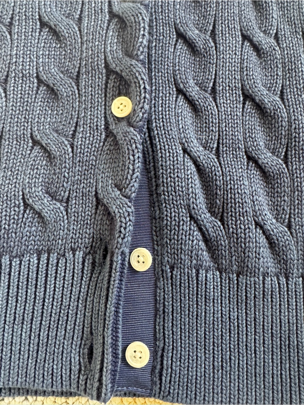 Women’s Polo Ralph Lauren Navy Cable-Knit Short-Sleeve Cardigan (medium) - Picture 6 of 6